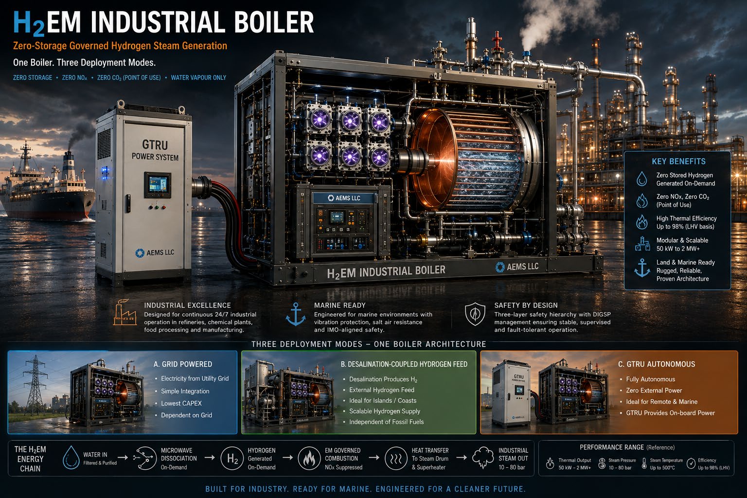 H₂EM Industrial Boiler system overview