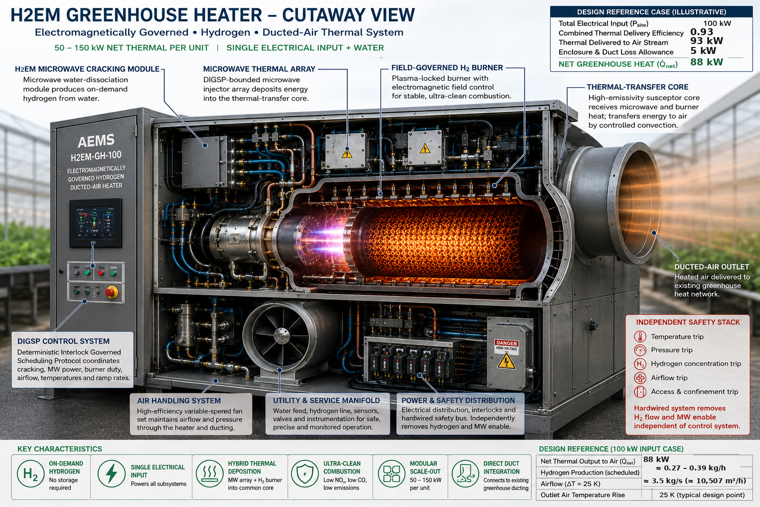 H₂EM Greenhouse Heater public cutaway view