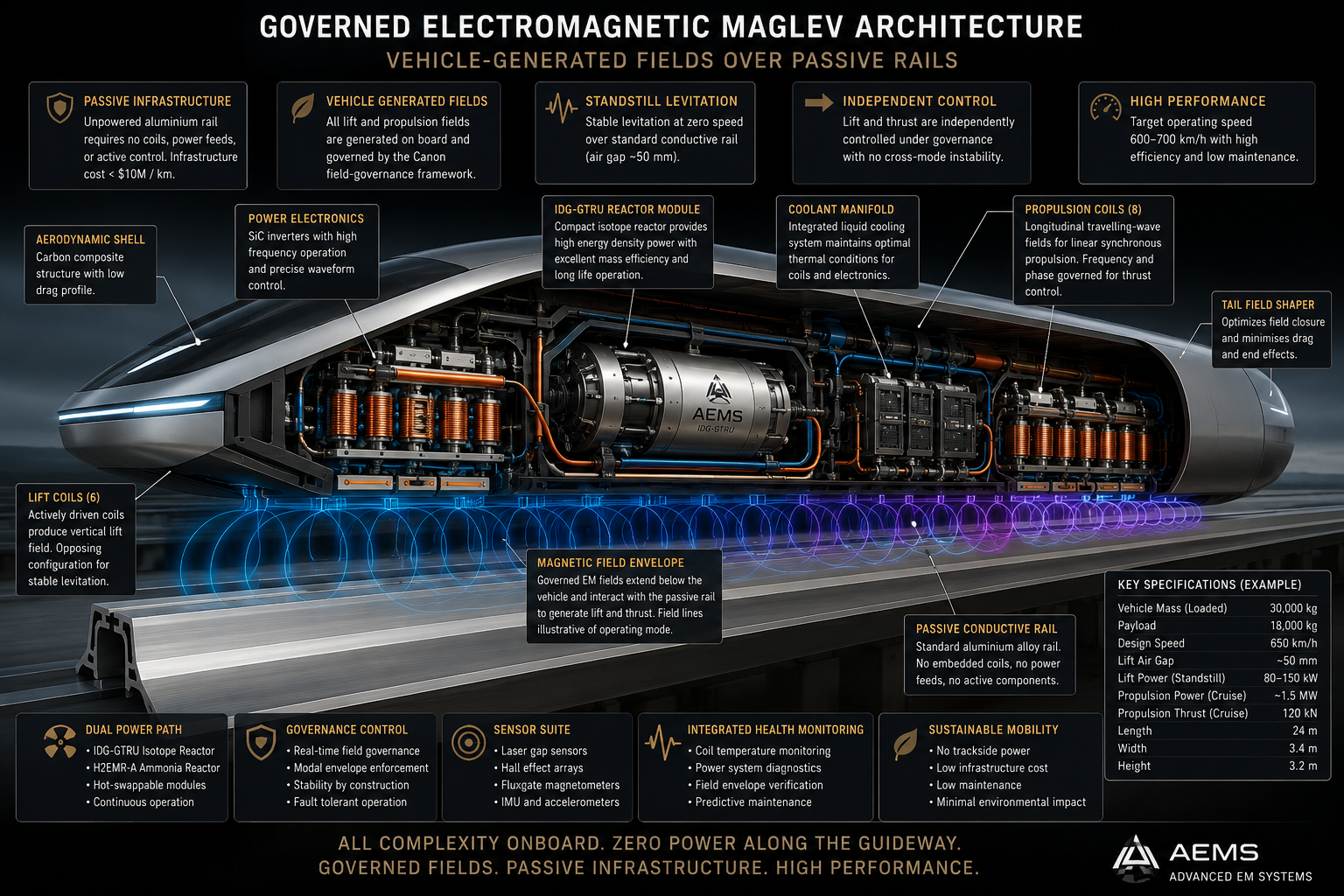 Governed electromagnetic maglev public architecture visual